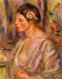 Madeline wearing a Rose - Pierre-Auguste Renoir