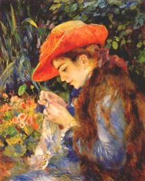 Marie Therese durand ruel sewing - Auguste Renoir