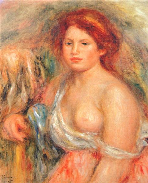 Model with bare breast, 1916 - Auguste Renoir