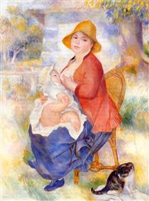Motherhood (Woman Breast Feeding Her Child) - Pierre-Auguste Renoir