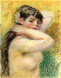 Nude Arranging Her Hair - Pierre-Auguste Renoir