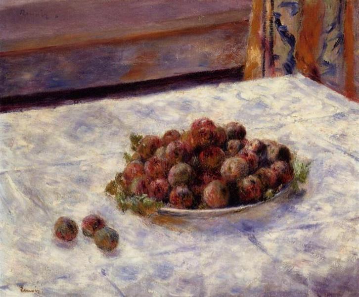 Still Life, a Plate of Plums, c.1884 - 雷諾瓦