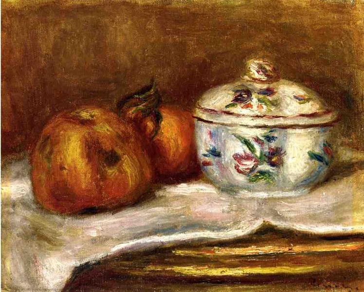Sugar Bowl, Apple and Orange - Пьер Огюст Ренуар