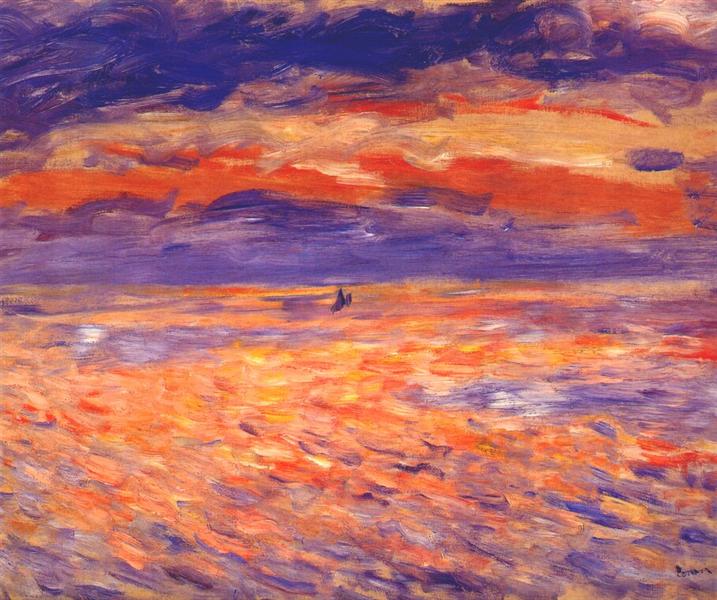 Sunset at sea, 1879 - 雷諾瓦