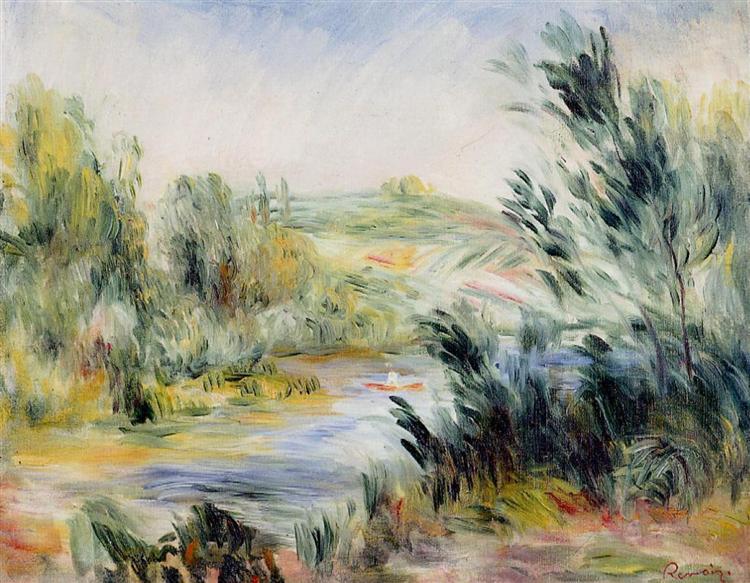 The Banks of a River, Rower in a Boat - Pierre-Auguste Renoir
