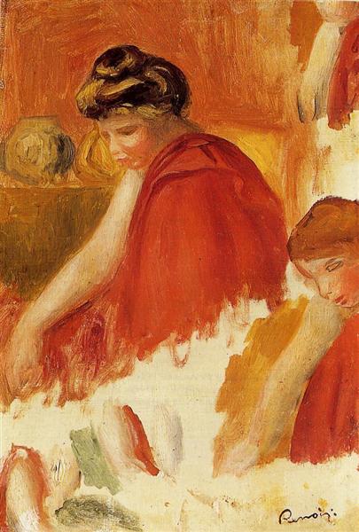 Two Women in Red Robes, 1895 - 雷諾瓦