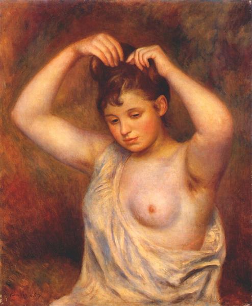 Woman Combing Her Hair, 1887 - 雷諾瓦