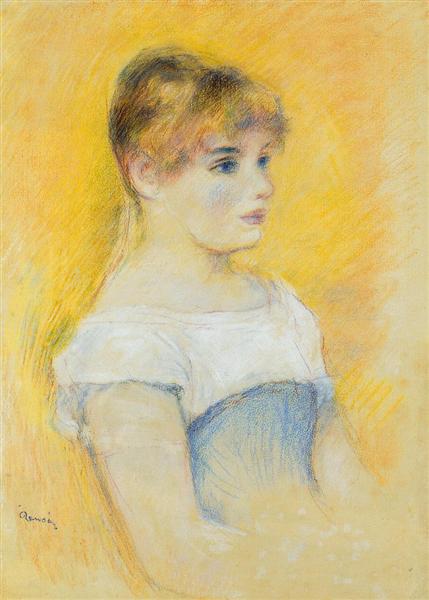 Young Girl in a Blue Corset - Auguste Renoir