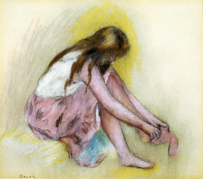 Young Girl Slipping on Her Stockings, c.1895 - Pierre-Auguste Renoir