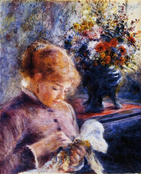 Young Woman Sewing, c.1879 - Пьер Огюст Ренуар