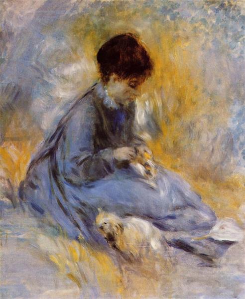Young Woman with a Dog, 1876 - Пьер Огюст Ренуар