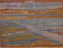 View from the Dunes with Beach and Piers - Piet Mondrian