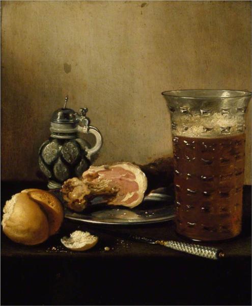 Still Life with a Ham, 1642 - Pieter Claesz.
