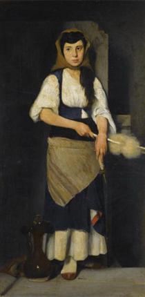 Girl with Distaff and Spindle - Polychronis Lembesis