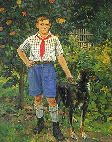 Andron with a dog, 1949 - Pjotr Petrowitsch Kontschalowski