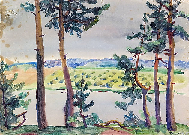 Fir trees by the river - Pyotr Konchalovsky