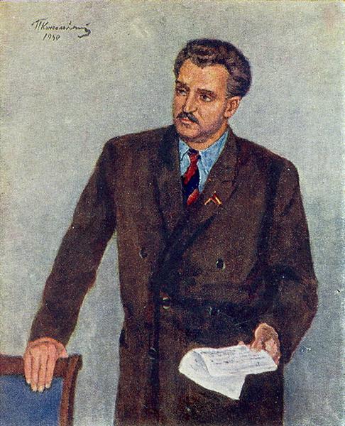Портрет писателя Константина Михайловича Симонова, 1950 - Пётр Кончаловский