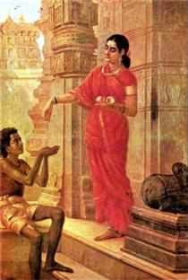 Lady Giving Alms - Ravi Varmâ