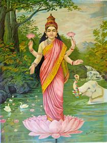 Lakshmi, the goddess of wealth - Ravi Varma