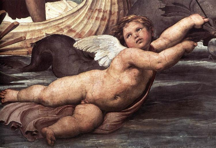 Galatea, detail of putto, 1506 - Рафаэль Санти
