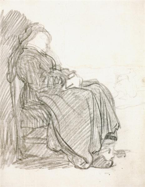 A Study of a Woman Asleep, 1630 - 林布蘭