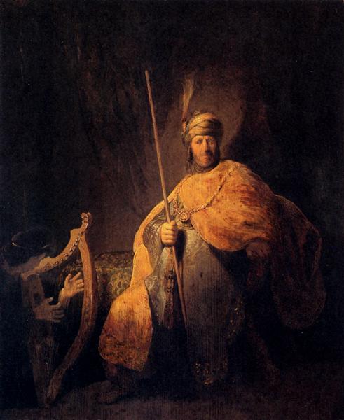 David jouant de la harpe devant Saül, c.1629 - Rembrandt