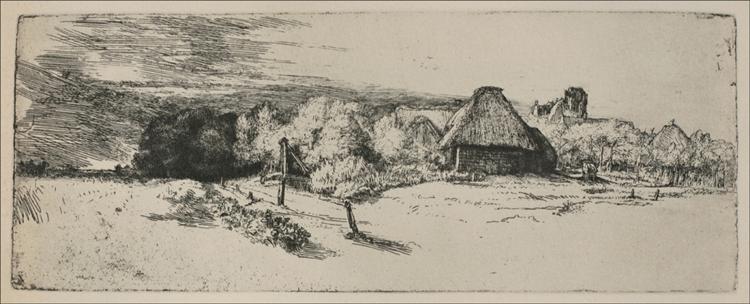 Landscape with a Ruined Tower and a Clear Foreground, 1650 - Rembrandt van Rijn