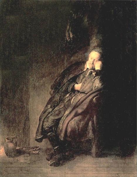 Old man Sleeping, 1629 - Рембрандт