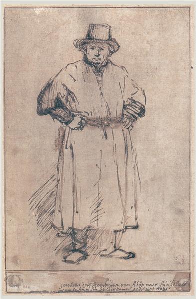 Self-portrait in studio attire, c.1655 - 林布蘭