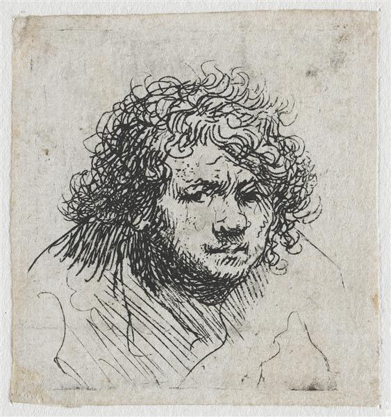 Self-Portrait Leaning Forward (bust), 1628 - Рембрандт