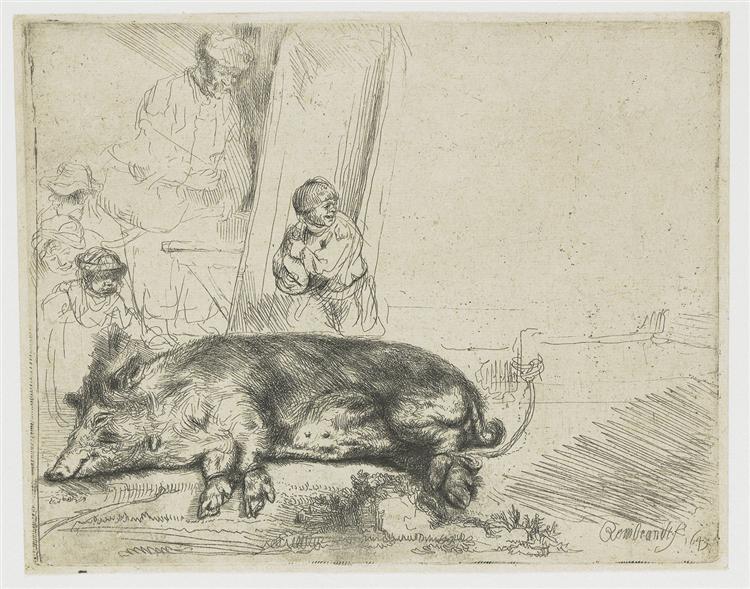 Свиня, 1643 - Рембрандт