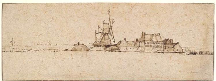 The Little Mill, c.1654 - 林布蘭