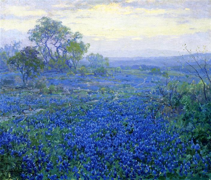 A Cloudy Day, Bluebonnets near San Antonio, Texas, 1918 - Роберт Джуліан Ондердонк