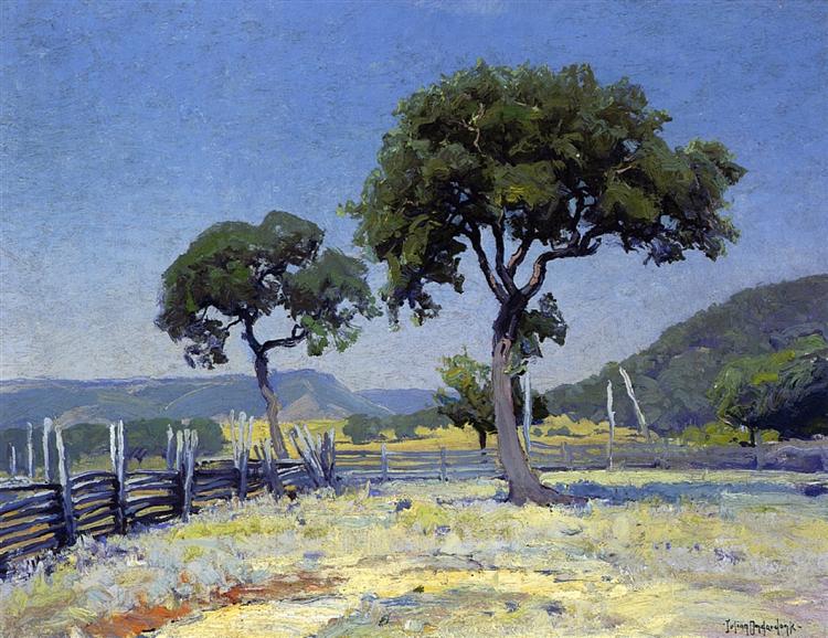 Live Oak Trees on Williams' Ranch, Bandera County, 1915 - Роберт Джулиан Ондердонк