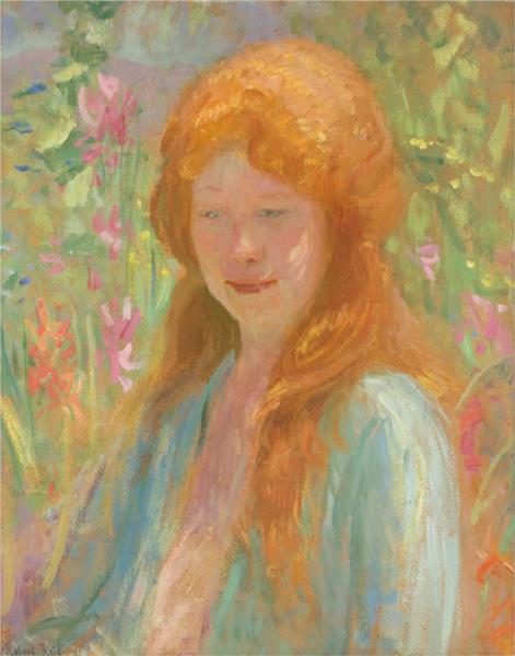 Portrait of a Young Women in Garden, 1912 - Роберт Лівайс Рід
