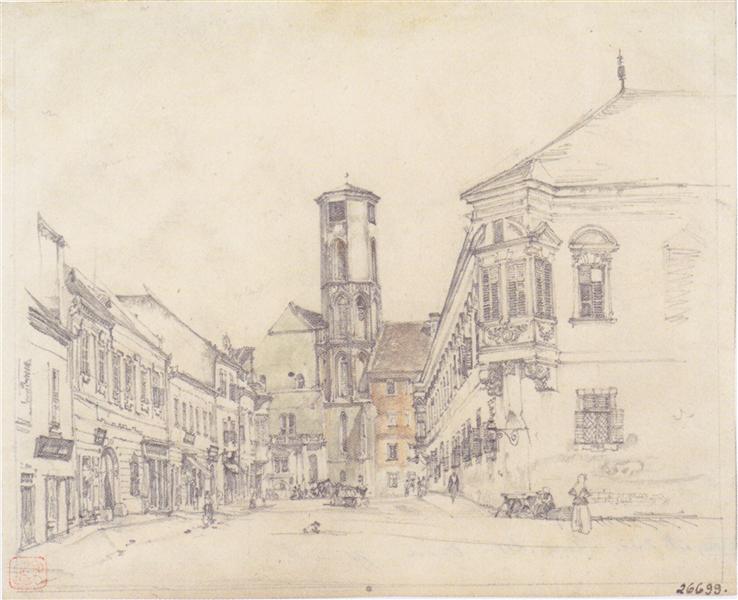 The parish church in Ofen, c.1845 - Рудольф фон Альт