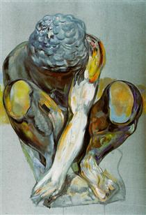 After Michelangelo's 'Squatting Child' - Salvador Dali