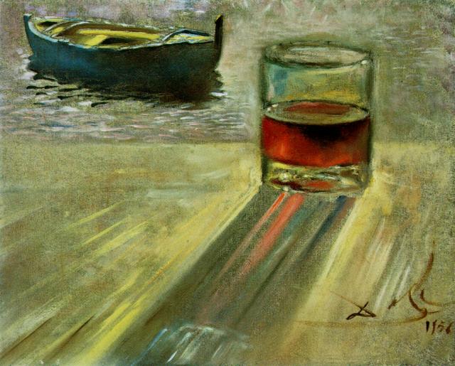 Glass of Wine and Boat, 1956 - Salvador Dali