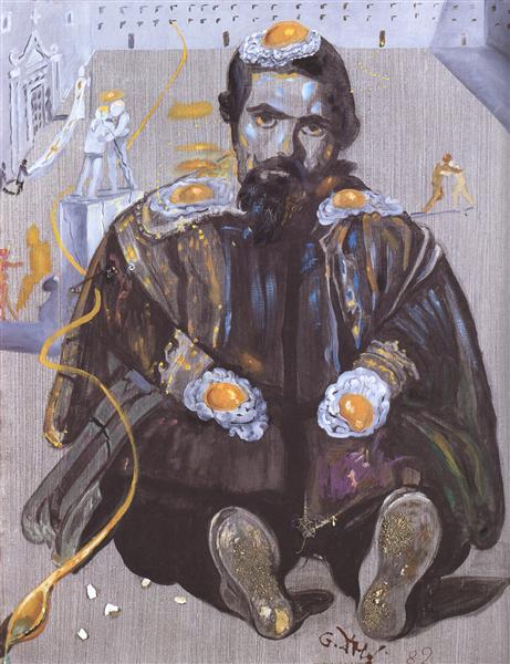 Velazquez Dying Behind the Window on the Left Side Out of Which a Spoon Projects, 1982 - Сальвадор Дали