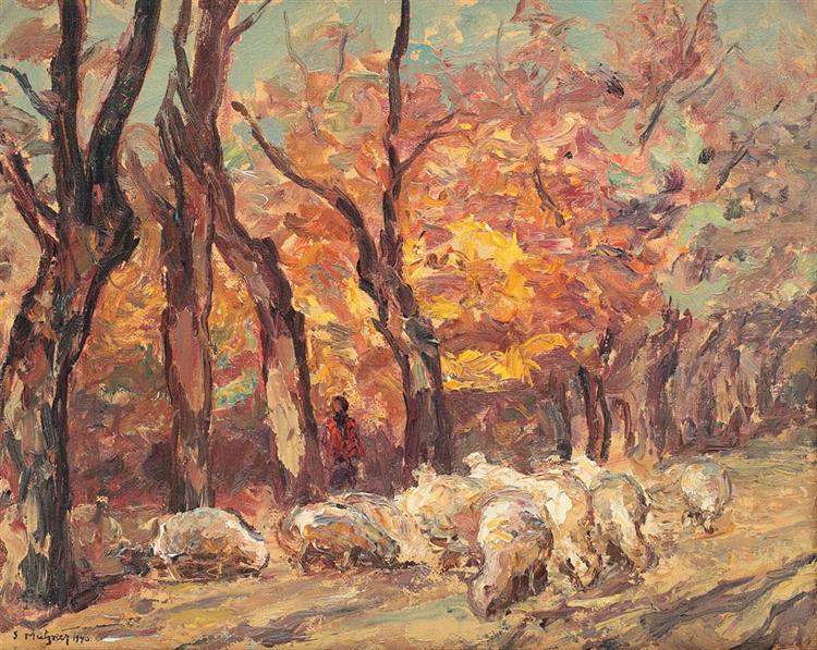 Peisaj cu turmă de oi, 1940 - Samuel Mützner