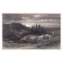The Rising Moon or An English Pastoral or Evening Pastures - Samuel Palmer