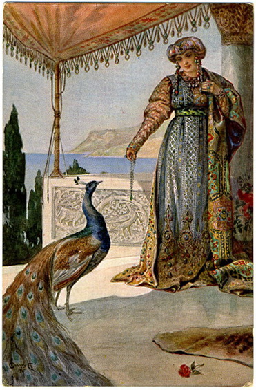 Lady with Peacock - Sergueï Solomko