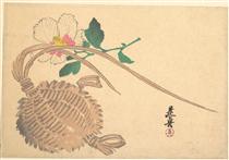 Straw Basket for Fish and Mokuge Flower - Shibata Zeshin