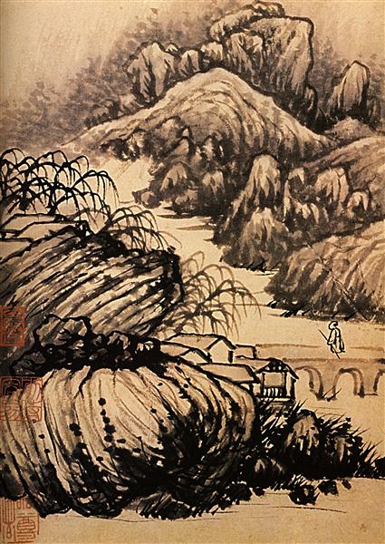 Hiking in the area of the Temple of the Dragon, 1656 - 1707 - Shitao