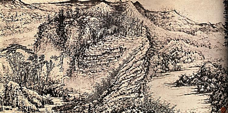 I went through all the fabulous mountains and I fixed the sketch, 1689 - 1691 - 石濤