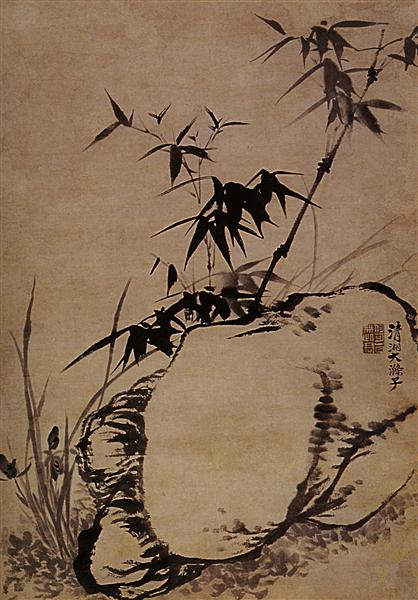 Orchids, bamboo, rock, 1656 - 1707 - Shitao