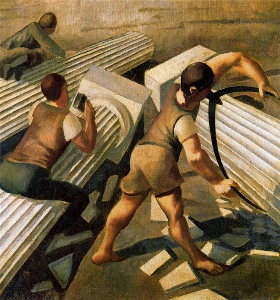 Making Columns For The Tower Of Babel, 1933 - Stanley Spencer