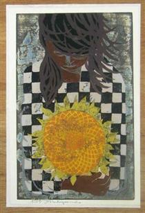Girl with sunflower - Tadashi Nakayama