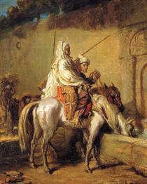 Arabs making their horses drink - Theodore Chasseriau