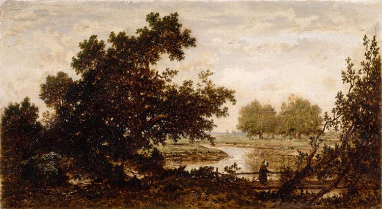 Meadows crossed by a river, 1851 - Теодор Руссо